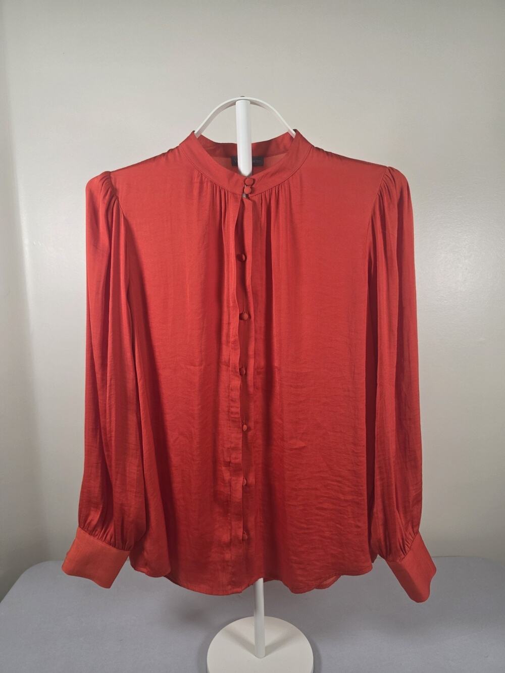 Vince Camuto Women's Orange Long Sleeves Pullover Blouse 100% Polyester XS